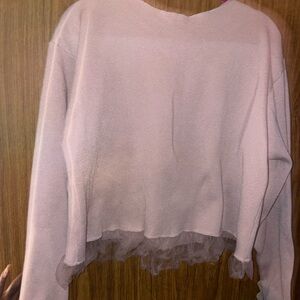 Fashion Nova Pink Sweatshirt with Tulle Hem